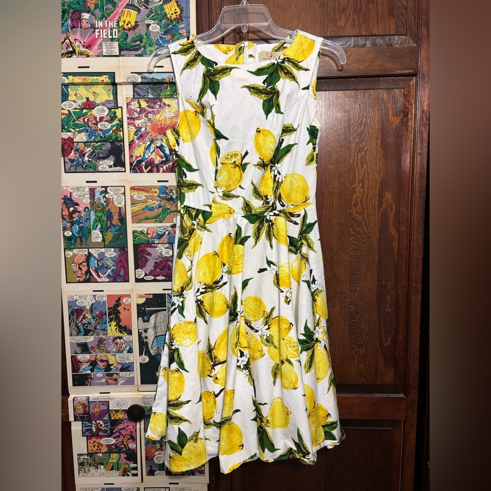 Grace Karin Lemon Print Dress